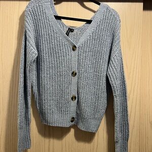 Moon & Madison Blue Chunky Knit Cardigan with Hood